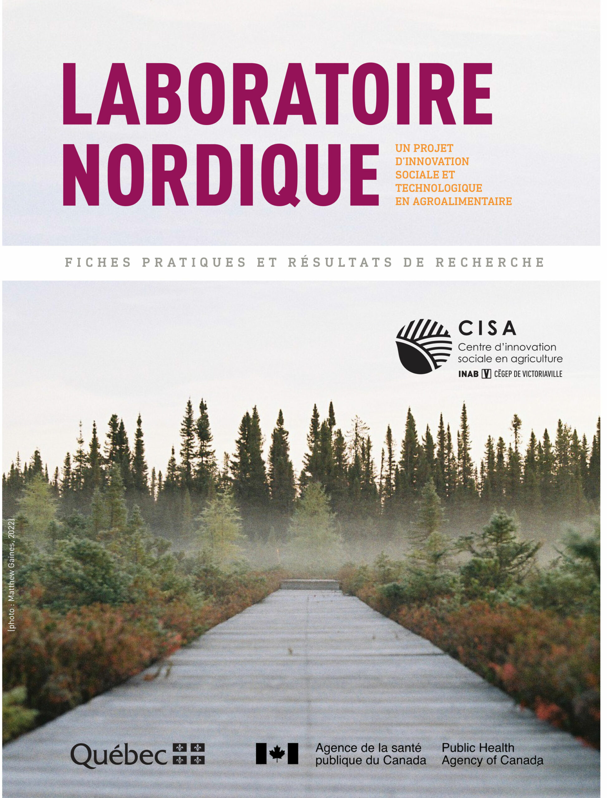 Page couverture du Rapport concernant le Laboratoire nordique du Centre d'innovation sociale en agriculture.